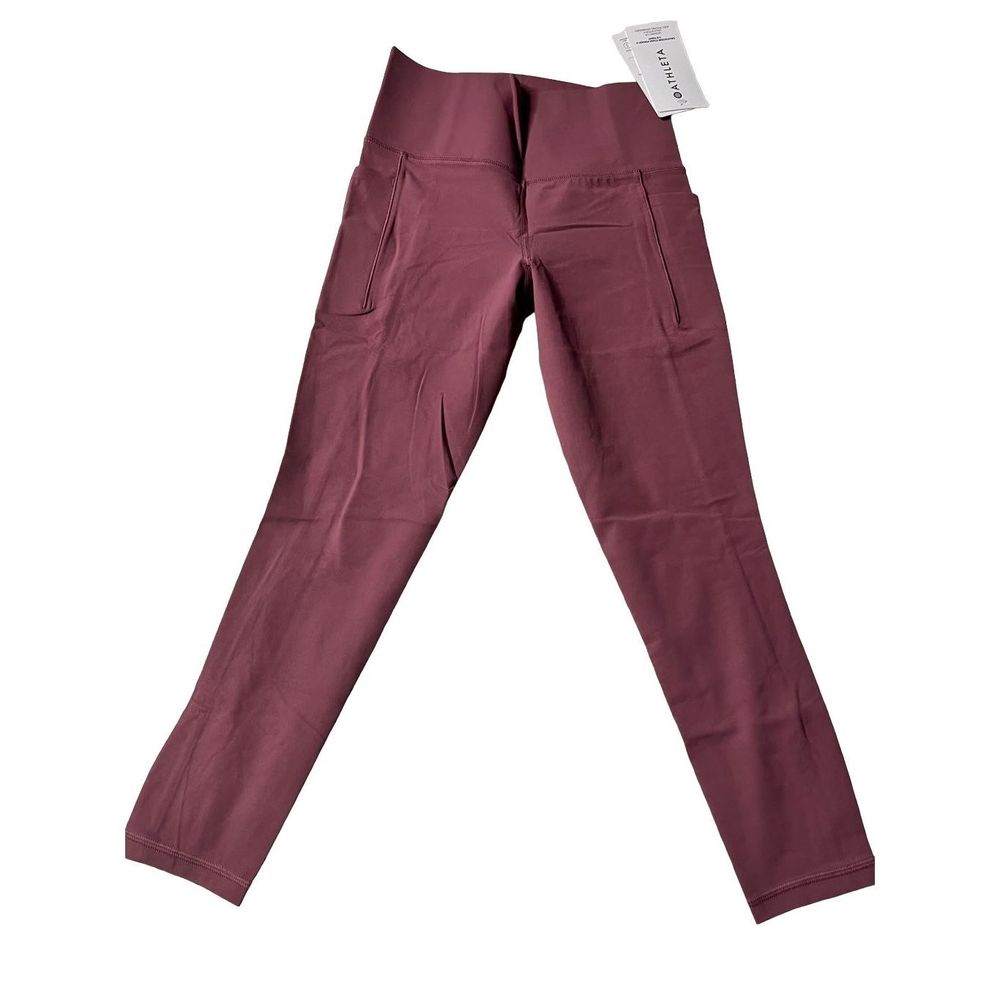 Athleta Women Pants Salutation Stash Pocket Leggings Tight Maroon